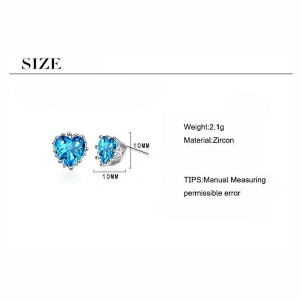 NEW Silver Simple Blue Heart Earrings - Picture 5 of 5